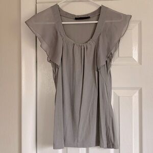 The Limited Gray Flutter Sleeve Blouse